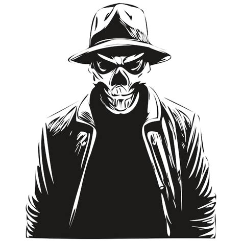 Premium Vector Skull With Cowboy Hat Vector Hand Drawn Black And