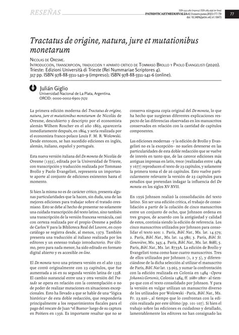 Pdf Tractatus De Origine Natura Jure Et Mutationibus Monetarum