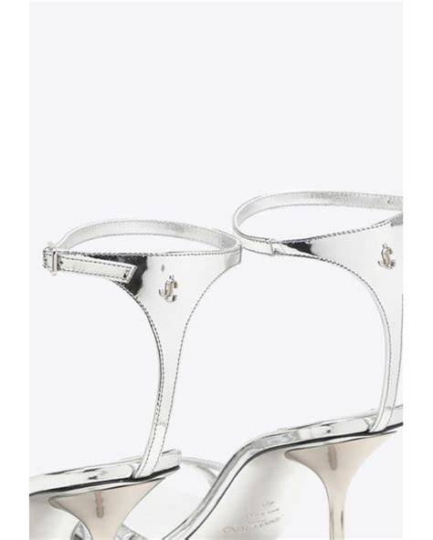 Jimmy Choo Ixia 95 Metallic Leather Sandals In White Lyst