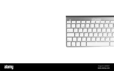 Close Up Computer Keyboard Isolated On White Background With Clipping