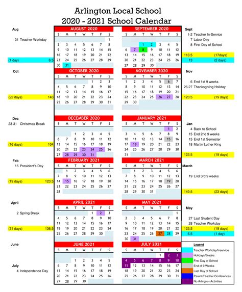 School Calendars - Arlington Local Schools