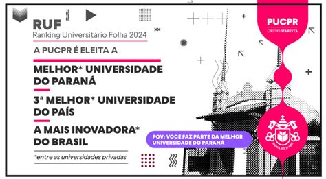 Ranking Universitário Folha 2024 confirma PUCPR no Top 3 das melhores