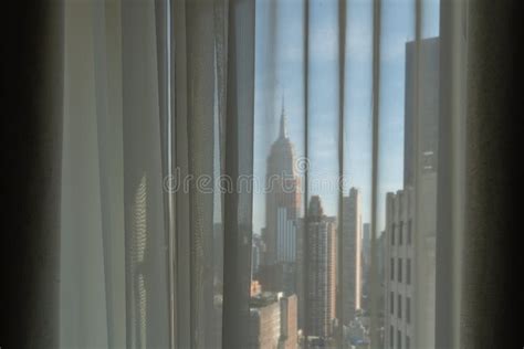 NEW YORK, USA - MAY 27 2018 - Manhattan Skyline from Hotel Room Stock ...