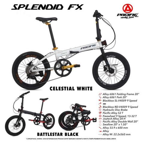 Jual Sepeda Lipat Pacific Alloy Splendid Fx X Sp Inch Garansi Sni