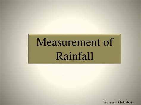 Rainfall measurement methods