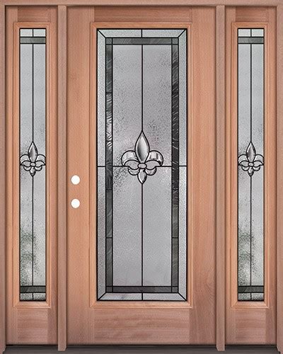 Finer Doors Fleur De Lis Full Lite Mahogany Wood Door Unit With