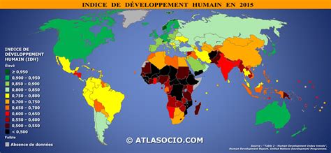 Carte Du Monde Indice De D Veloppement Humain Idh Atlasocio