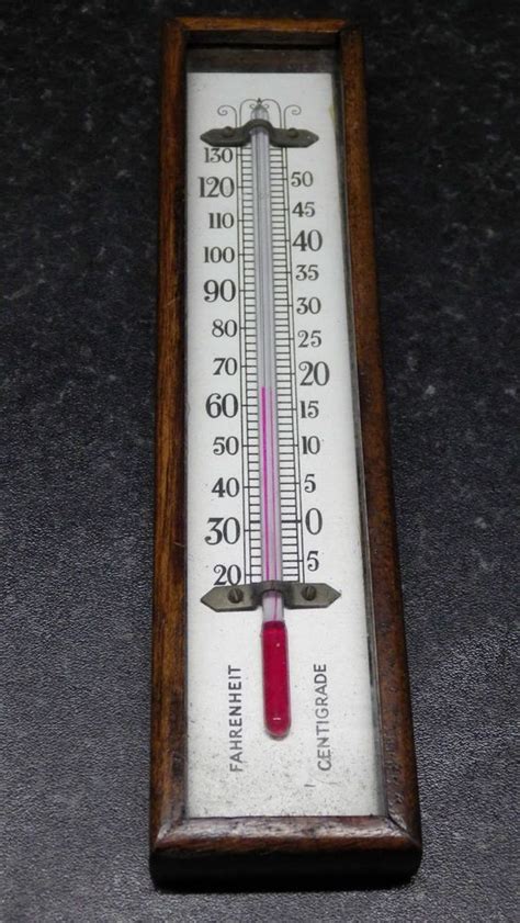 Antique 1920s Vintage Oak Cased Thermometer From A Barometer Antiques Barometer Vintage