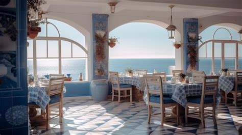 Premium AI Image | A restaurant with a view of the sea and the sea