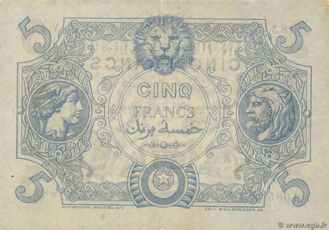 5 Francs ALGÉRIE 1917 P 071a 4330263 Billets