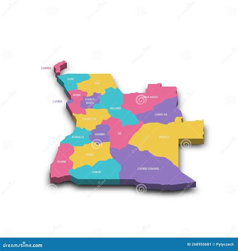 Angola Political Map Of Administrative Divisions Stock Vector