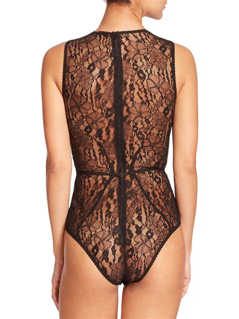 Lyst Fleur Du Mal Chat Noir Lace Bodysuit In Black