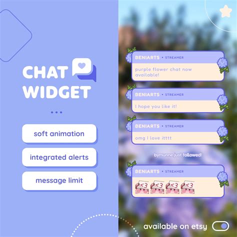 Chat Widget For Twitch With Alerts Custom Purple Flower Chat