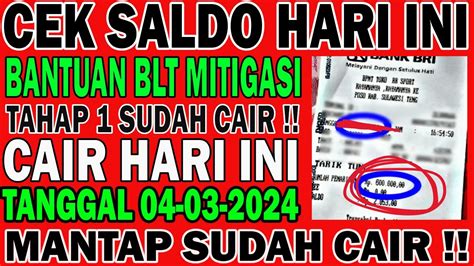 Cek Saldo HARI Ini MINGGU BANTUAN BLT MITIGASI Cair Serentak Daerah