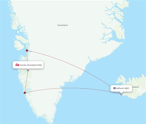 All Flight Routes From Reykjavik To Kangerlussuaq Kef To Sfj Flight