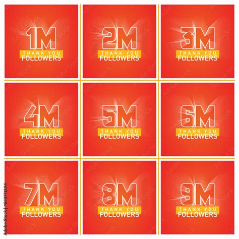 Thank You 1 9m Followers Numbers Postcard Set Congratulating Gradient Flat Style Gradient