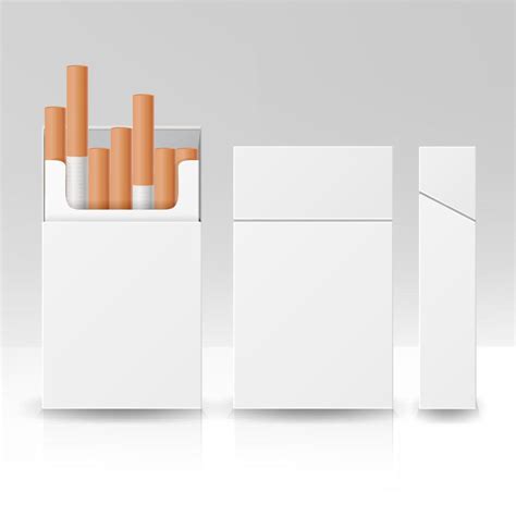 caja de paquete en blanco de cigarrillos plantilla de cartón vectorial