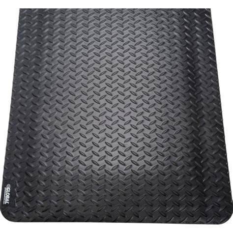 Global Industrial™ Diamond Plate Ergonomic Mat 1516 Thick 2w X 3l Black