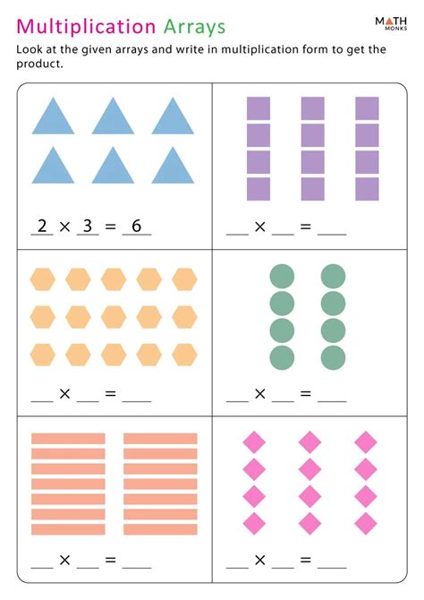 Multiplication Using Arrays Worksheets