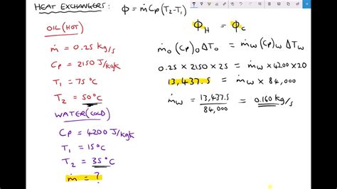 Calculating Rate Of Heat Transfer Between Two Working Fluids Of A Heat