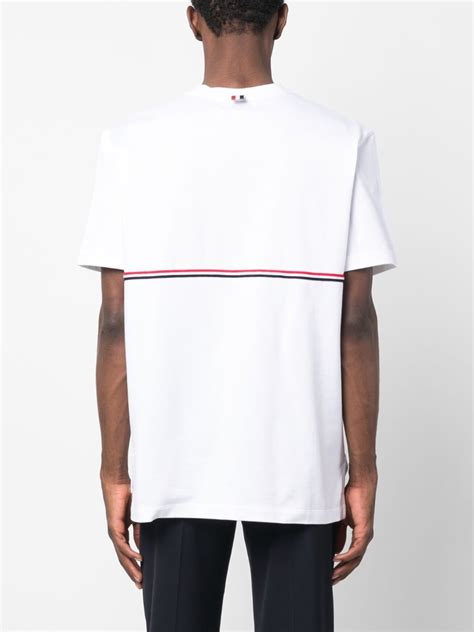 Thom Browne Rwb Stripe Crew Neck T Shirt White Farfetch