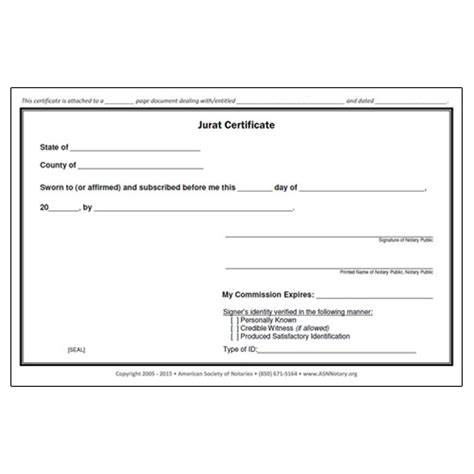 Minnesota Notary Certificates Jurat Certificate Pad