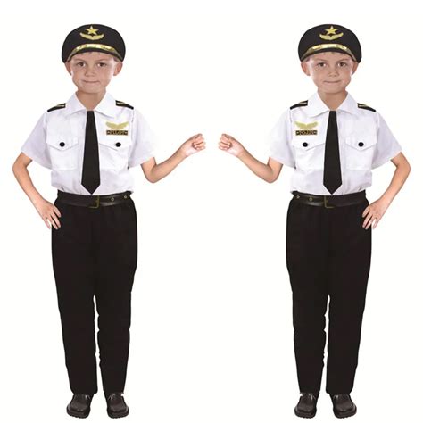 Kids Pilot Costumes Children Cosplay for Boys Girls Flight Attendant ...