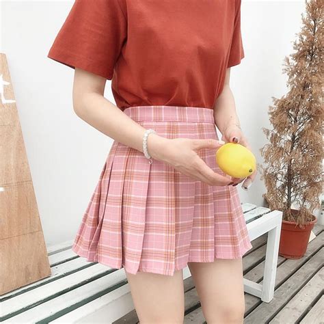 Plus Size Harajuku Short Skirt Korean Plaid Skirt Women Zipper High