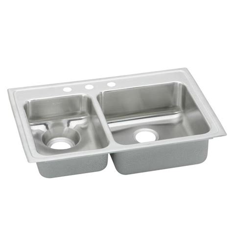 Elkay Lustertone Stainless Steel Double Bowl Top Mount Quick Clip Sink