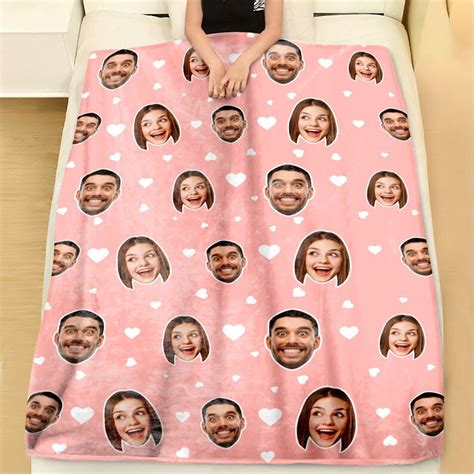 Couple Funny Faces Custom Sherpa Fleece Blanket Custom Blanket With Face Couple Blanket With