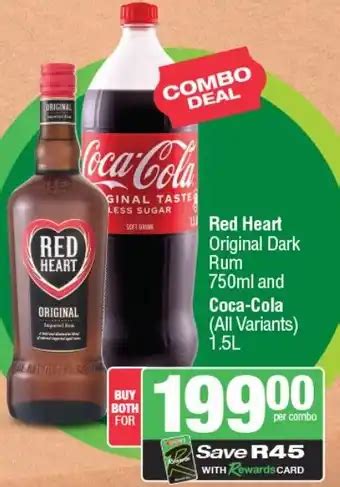 Red Heart Original Dark Rum Ml And Coca Cola All Variants L