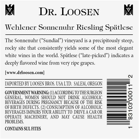 Dr Loosen Wehlener Sonnenuhr Riesling Sp Tlese Loosen Bros Usa