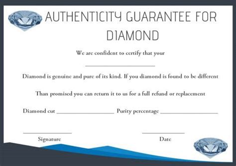 Diamond Certificate Of Authenticity Template Simple Words Within