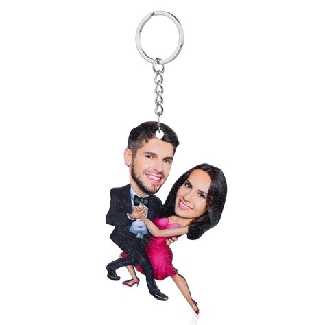 Personalized Avatars Wooden Dancing Couple Keychain Engrave Couple