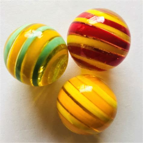 Collection Of 3 Handmade Glass Marbles 25mm Stripes Etsy