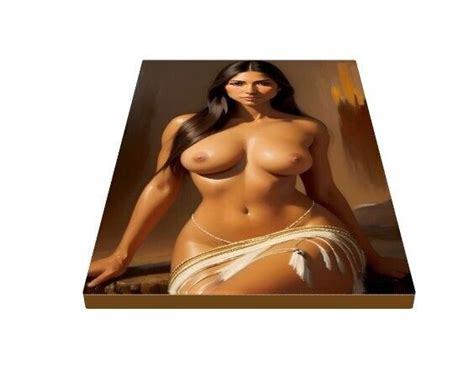 Naked Indian Squaw Woman Art Canvas Original X Nude Native Usa