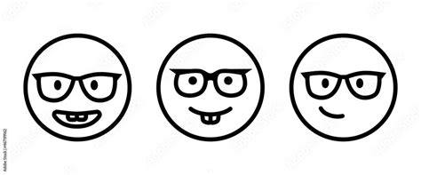 Nerd Face Emoji Icon Clever Emoticon With Glasses Often Used To