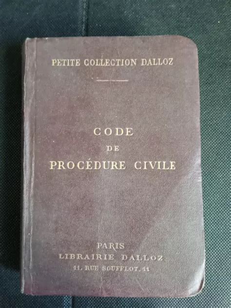 CODE CIVIL DE Procédure Civile Petite Collection DALLOZ 1933 Ancien