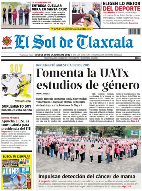 Periódico El Sol De Tlaxcala México Periódicos De México Edición De