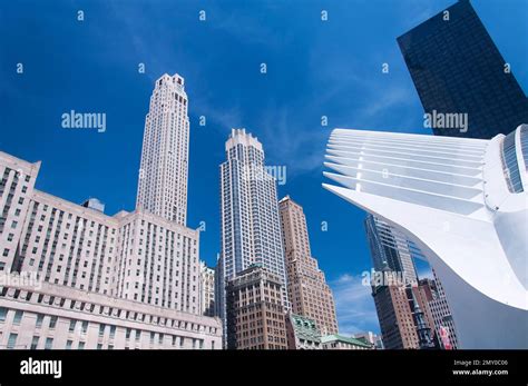 Various Buildings In Lower Manhattan In New York City On A Sunny Blue