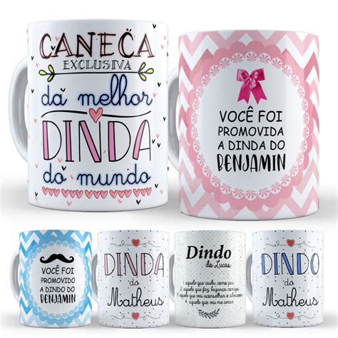 Caneca Dindo E Dinda Nome Frase E Foto Personalizada Copo