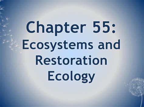 Chapter 55 Ecosystems And Restoration Ecology Ppt Video Online Download