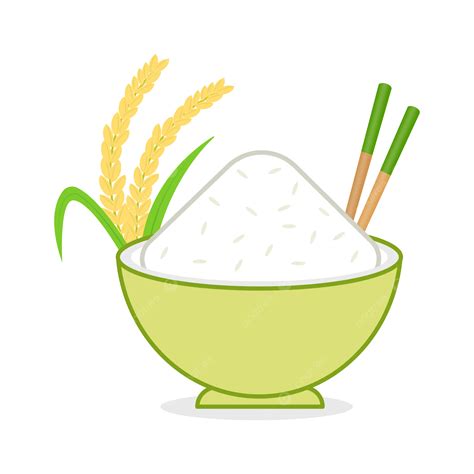 Cute Bowl Of Rice With Chopstick Vector Illustration Rice Chopstick Rice Bowl Png And Vector