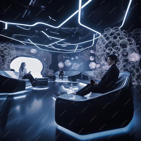 Premium Photo | A futuristic lounge with immersive VR experiences and