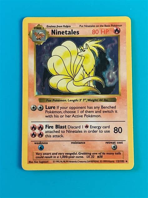 Pokemon Ninetales 12102 Holo Rare Base Set Shadowless 1999 Wotc Lp