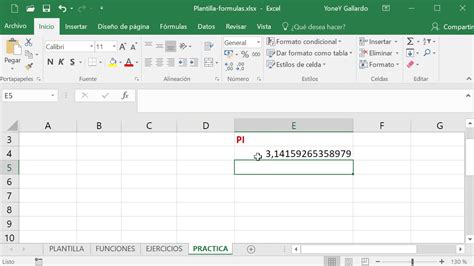 Funci N Pi En Excel Youtube