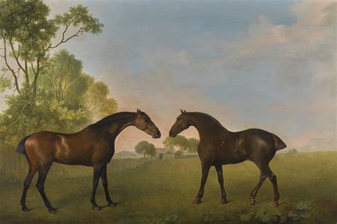 George Stubbs 1724 1806 Two Bay Hunters In A Paddock Signed And