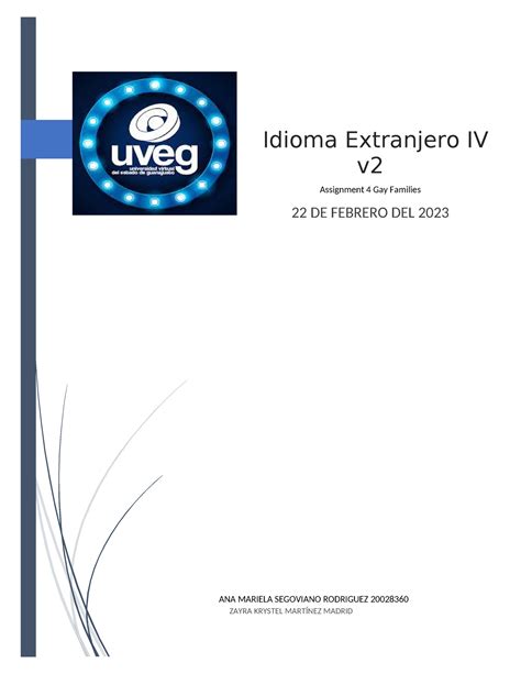 Assignment Agay Families Idioma Extranjero IV V Assignment Gay Families DE