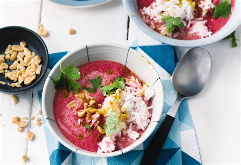 Rote Rüben Kokos Suppe mit Reis Frisch Gekocht