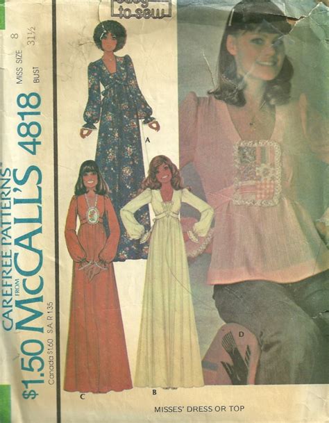 Mccalls S Misses Pullover Boho Dress Or Top Pattern Size